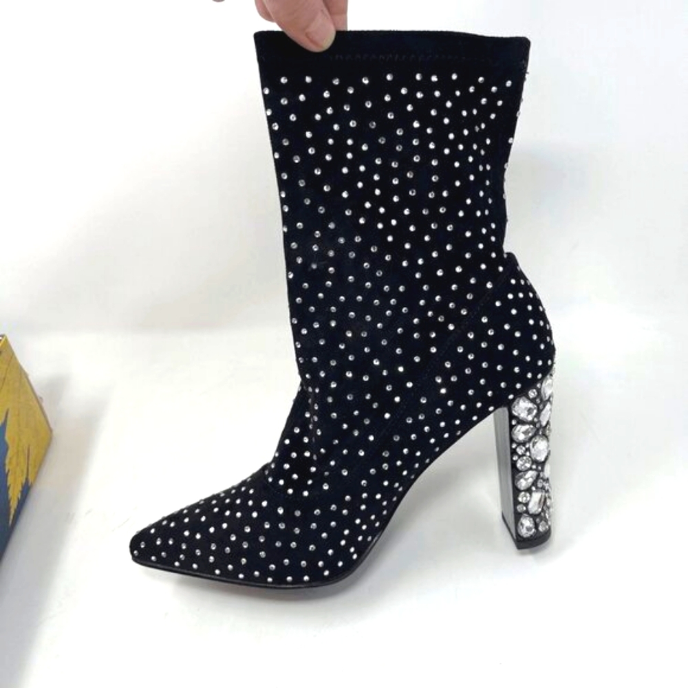 Bling Crystal Ankle Stretch Boots Size 9